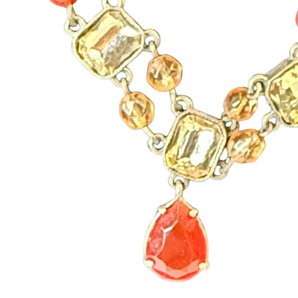 Vintage AVON Nina Ricci Jewelry Set Necklace Bracelet & Clip-On Earrings Red Amb - Picture 11 of 12